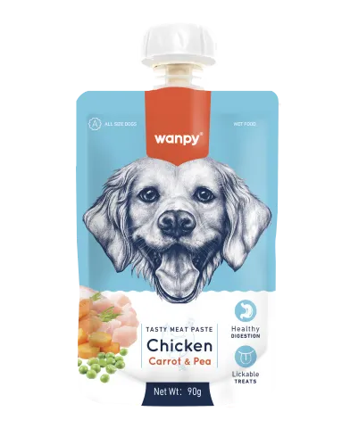 Wanpy Dog Pouch Tasty Meat Paste Chicken Carrot and Pea 90gm